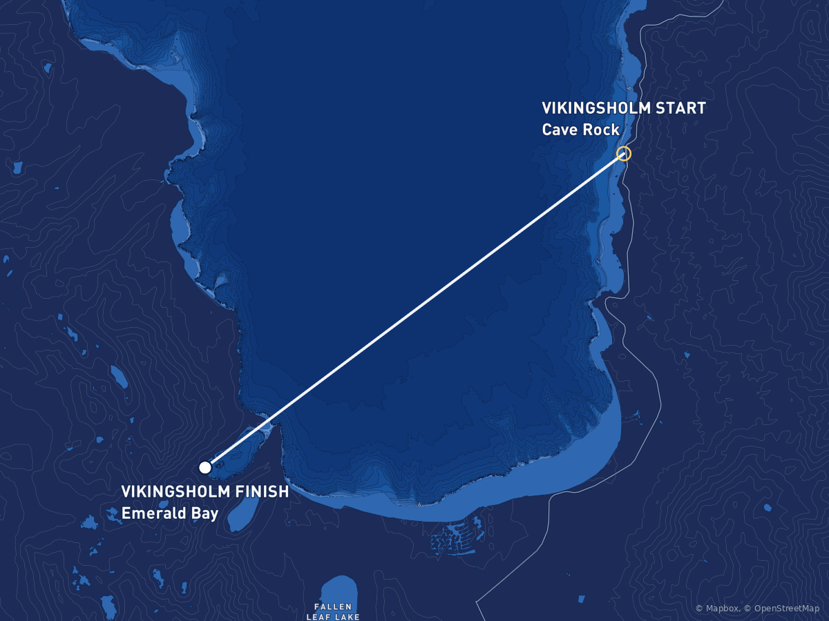 Vikingsholm swim course from Cave Rock to Emerald Bay, Lake Tahoe