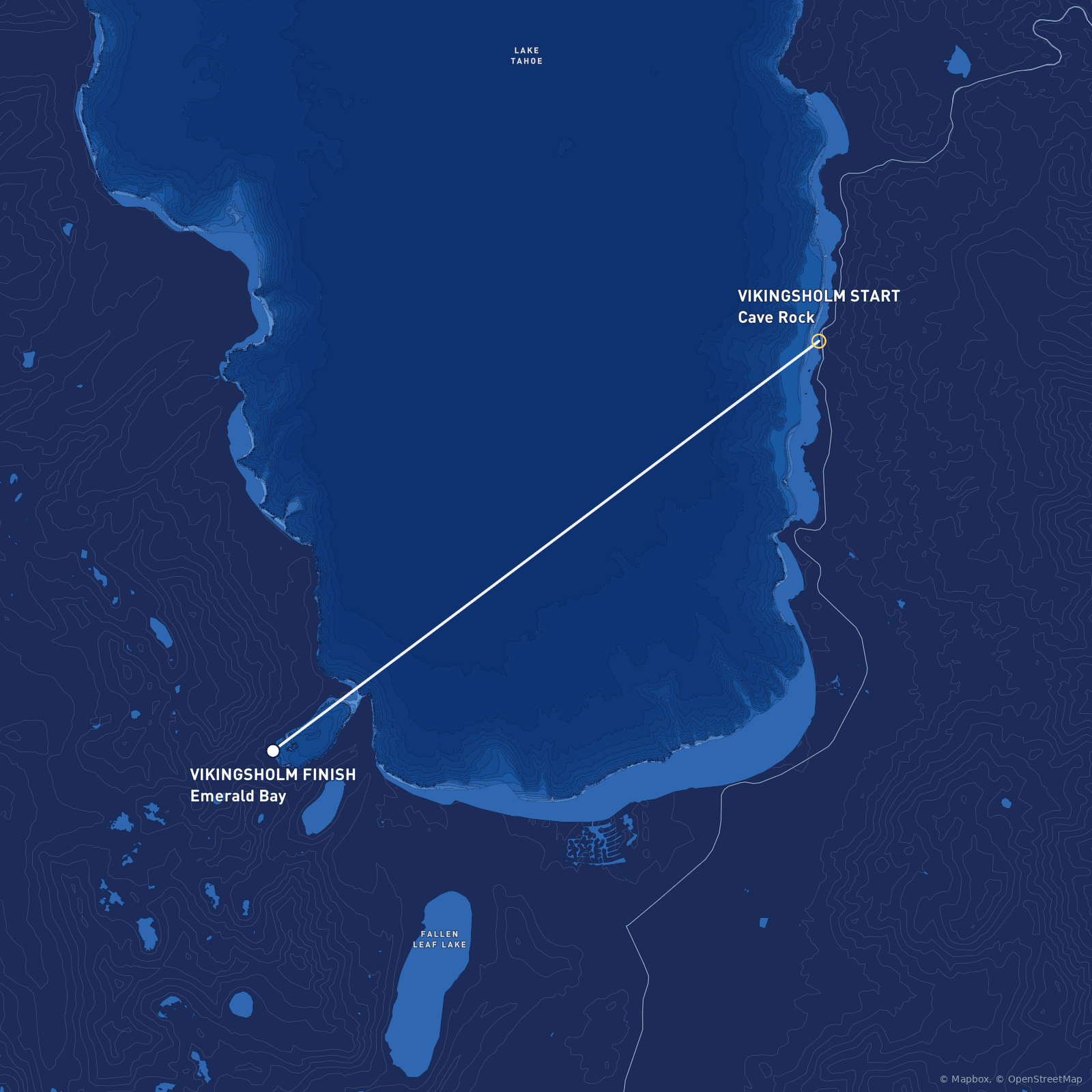 Vikingsholm swim course from Cave Rock to Emerald Bay, Lake Tahoe